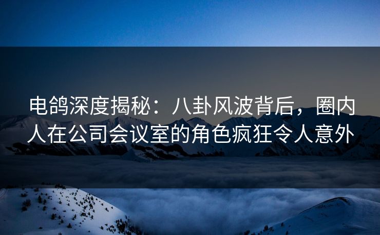 电鸽深度揭秘：八卦风波背后，圈内人在公司会议室的角色疯狂令人意外