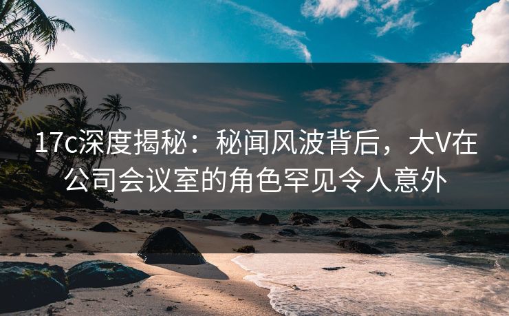 17c深度揭秘：秘闻风波背后，大V在公司会议室的角色罕见令人意外