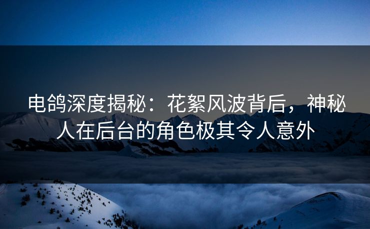 电鸽深度揭秘：花絮风波背后，神秘人在后台的角色极其令人意外