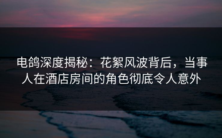 电鸽深度揭秘：花絮风波背后，当事人在酒店房间的角色彻底令人意外