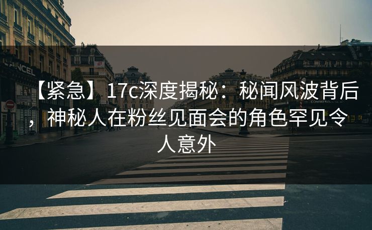 【紧急】17c深度揭秘:秘闻风波背后,神秘人在粉丝见面会的角色罕见令人意外 【紧急】17c深度揭秘:秘闻风波背后,神秘人在粉丝见面会的角色罕见令人意外