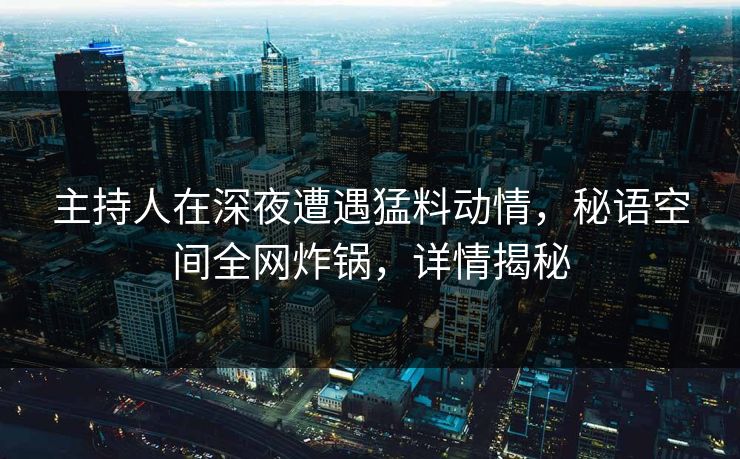 主持人在深夜遭遇猛料动情，秘语空间全网炸锅，详情揭秘