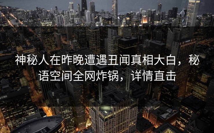 神秘人在昨晚遭遇丑闻真相大白,秘语空间全网炸锅,详情直击