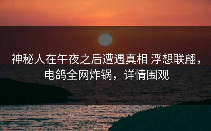 神秘人在午夜之后遭遇真相 浮想联翩，电鸽全网炸锅，详情围观