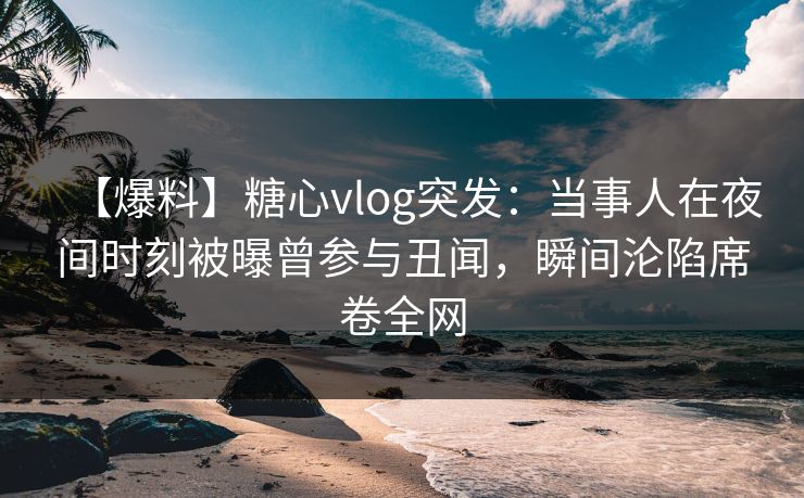 【爆料】糖心vlog突发：当事人在夜间时刻被曝曾参与丑闻，瞬间沦陷席卷全网