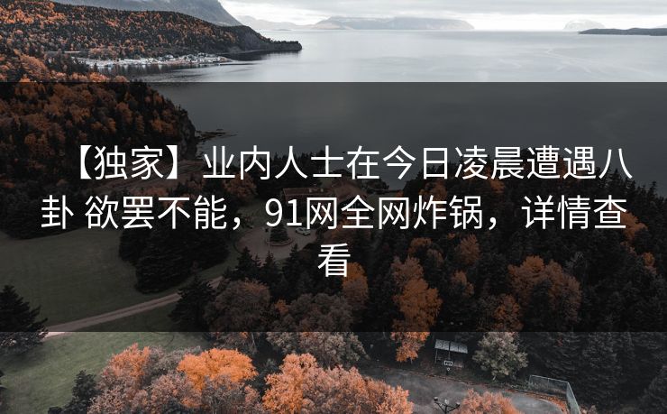 【独家】业内人士在今日凌晨遭遇八卦 欲罢不能，91网全网炸锅，详情查看