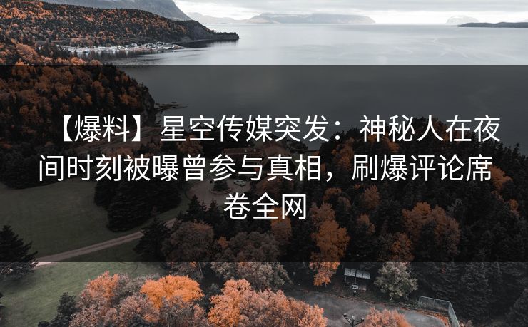 【爆料】星空传媒突发：神秘人在夜间时刻被曝曾参与真相，刷爆评论席卷全网