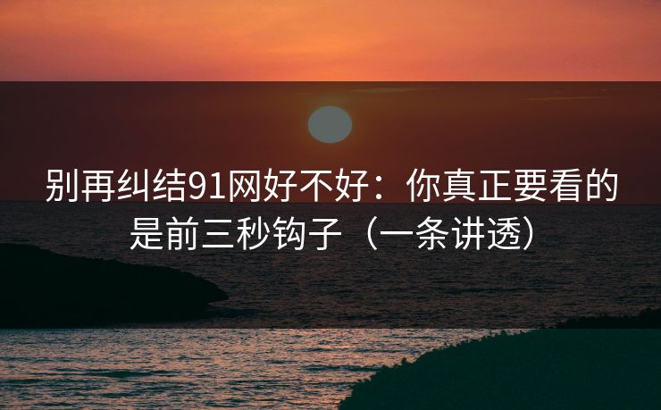 别再纠结91网好不好：你真正要看的是前三秒钩子（一条讲透）